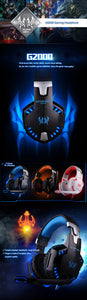 EACH G2000 Gaming Headset Deep Bass Stereo Game Headphone with Microphone LED Light for PC Laptop PS4+Gaming Mouse+Mice Pad