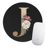 Golden Initial Name Pattern Laptop Gaming Round Mouse Pad Waterproof Anti-Slip Laptop PC Mice Pad Desk Mat Gaming Mousepad