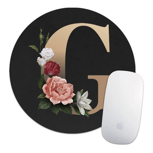 Golden Initial Name Pattern Laptop Gaming Round Mouse Pad Waterproof Anti-Slip Laptop PC Mice Pad Desk Mat Gaming Mousepad