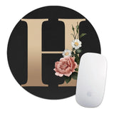 Golden Initial Name Pattern Laptop Gaming Round Mouse Pad Waterproof Anti-Slip Laptop PC Mice Pad Desk Mat Gaming Mousepad