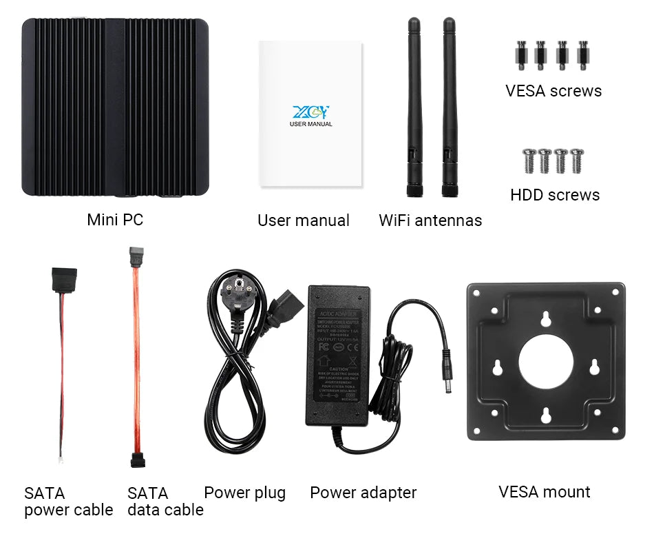 Fanless Mini PC Intel Celeron J1900 Support Windows7/8/10 Linux Gigabit Ethernet WiFi HDMI VGA Display Embedded Computer