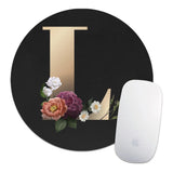 Golden Initial Name Pattern Laptop Gaming Round Mouse Pad Waterproof Anti-Slip Laptop PC Mice Pad Desk Mat Gaming Mousepad