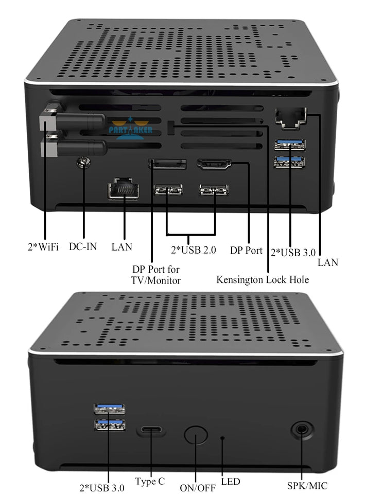 Newest Mini PC Intel I9-10880H I7-8750H 2*DDR4 2*M.2 PCIE+1*2.5''SATA Graphics 630 Gaming Silence PC HDMI DP AC WiFi BT