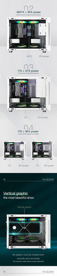 SAMA Im01Computer Case Gaming PC Chassis for M-ATX / ITX Mainboard / Support ATX SFX Power 120/240mm Cooler Radiator White