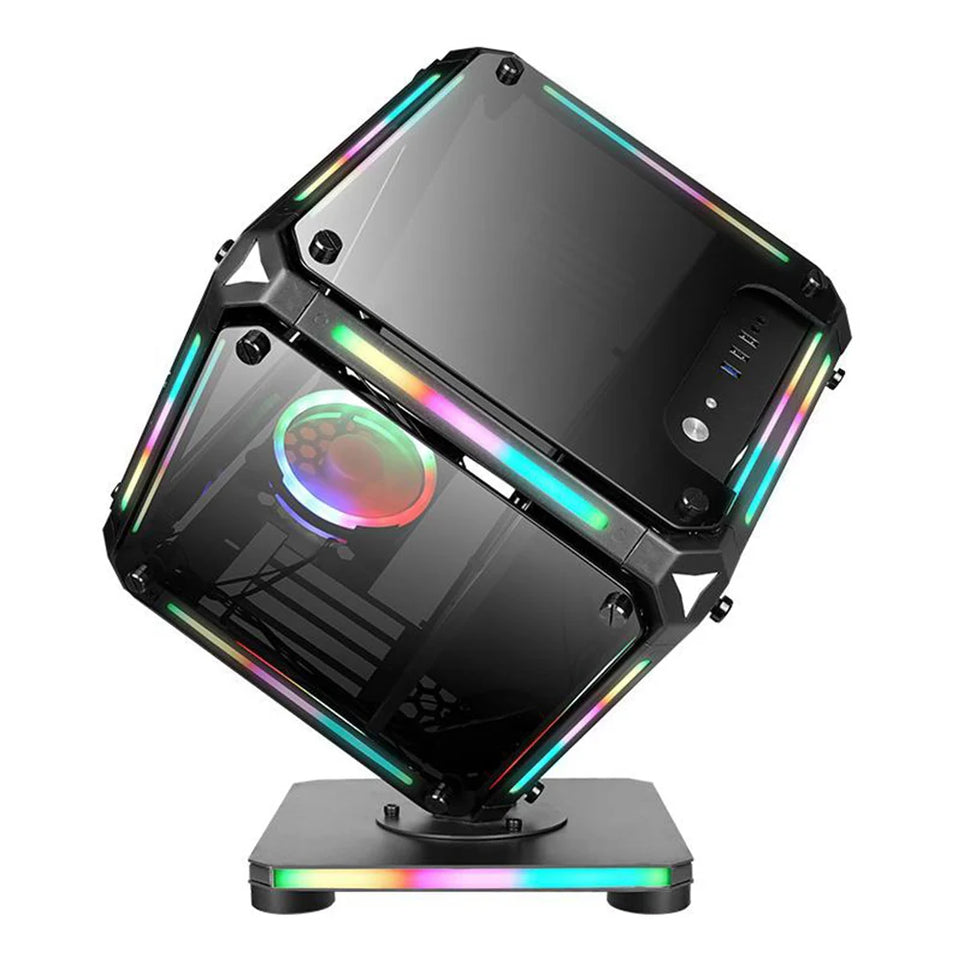 Micro ATX Computer Gaming Case Special-Shaped Cube Design Transparent DIY PC Desktop RGB Cases Tempered Glass MATX ITX Chassis