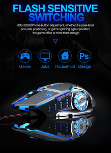 EACH G2000 Gaming Headset Deep Bass Stereo Game Headphone with Microphone LED Light for PC Laptop PS4+Gaming Mouse+Mice Pad