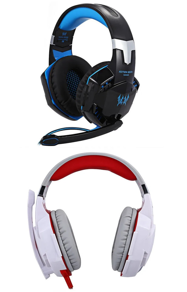 EACH G2000 Gaming Headset Deep Bass Stereo Game Headphone with Microphone LED Light for PC Laptop PS4+Gaming Mouse+Mice Pad