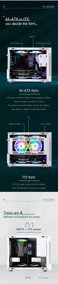 SAMA Im01Computer Case Gaming PC Chassis for M-ATX / ITX Mainboard / Support ATX SFX Power 120/240mm Cooler Radiator White