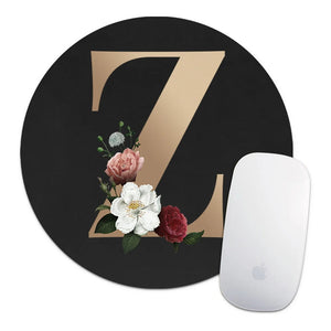 Golden Initial Name Pattern Laptop Gaming Round Mouse Pad Waterproof Anti-Slip Laptop PC Mice Pad Desk Mat Gaming Mousepad