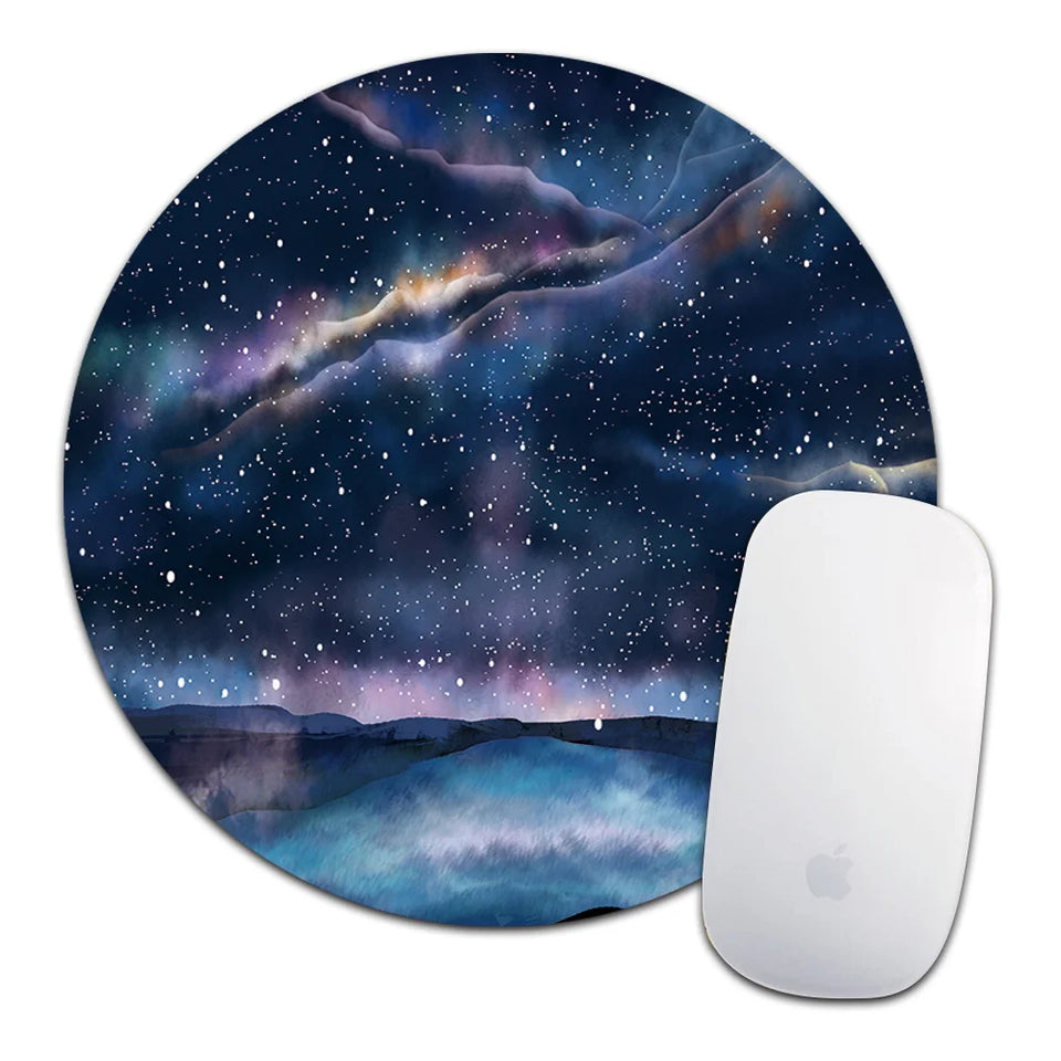 Round Mouse Pad Soft Mat Desktop Non-slip Pu Leather Mouse Pad Round Desk Gamer Gaming Mat for PC Laptop