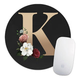 Golden Initial Name Pattern Laptop Gaming Round Mouse Pad Waterproof Anti-Slip Laptop PC Mice Pad Desk Mat Gaming Mousepad