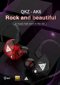 Original QKZ AK6 HiFi Wired EarphoneRace Sport Headphone Bass Stereo Noise Reduction Headset MusicEarbuds  In Ear With Mic