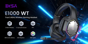 EKSA 2.4GHz Wireless Headphones E1000 WT 7.1 Surround Wired Gaming Headset Gamer with ENC Mic Low Latency for PC/PS4/PS5/Xbox