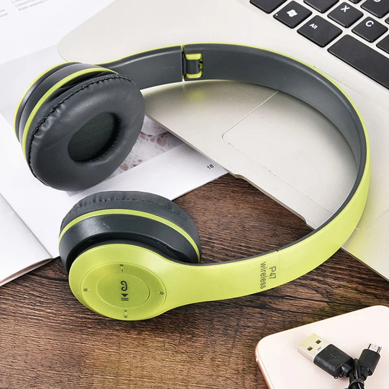 Wireless Foldable Headset Noise Cancelling Bluetooth Headphones Stereo Gaming Headband Earphone with Mic for Xiaomi Cell Tablet