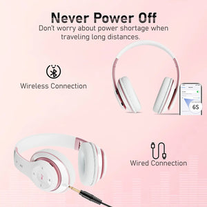 Bluetooth Headphones Over Ear, 6S Foldable Wireless Headphones with 6 EQ Modes, 40 Hours Playtime HiFi Stereo Headset with Mic