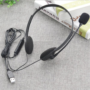 3.5mm Wired Headphones With Noise Cancelling Mic Universal USB Stereo Headset Adjustable Headband Helmet For PC Laptop Computer