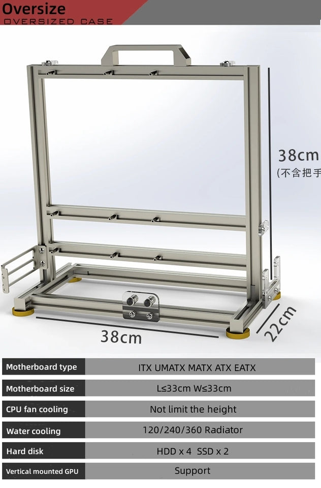 ITX UMATX MATX ATX EATX Gamer Cabinet MOD Desktop PC Open Frame Case Computer Gaming Chassis Vertical Personality DIY
