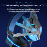 SY830MV Wired Headset Noise Canceling Stereo Over Ear Headphones With Cool LED Lighting For Cell Phone Gaming Computer Laptop