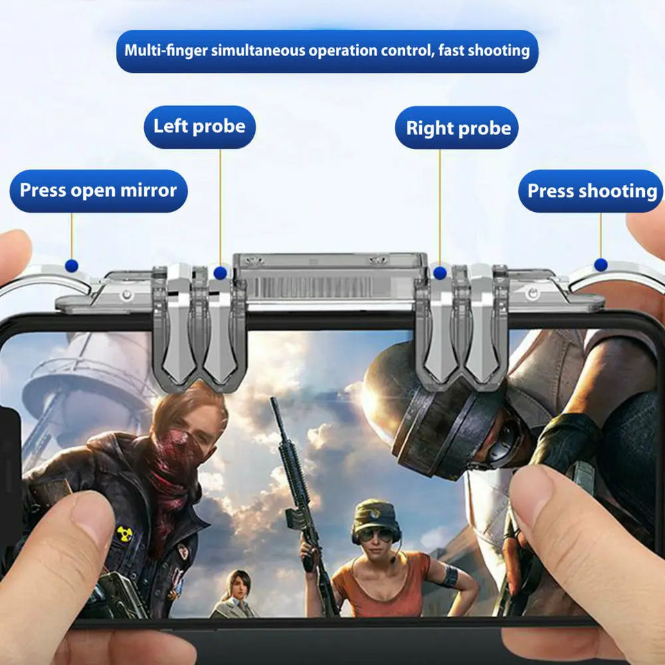 Mobile Gaming Trigger Six-Finger Linkage Game Controller for Mobile Phones Game Controller Compatible With PUBG