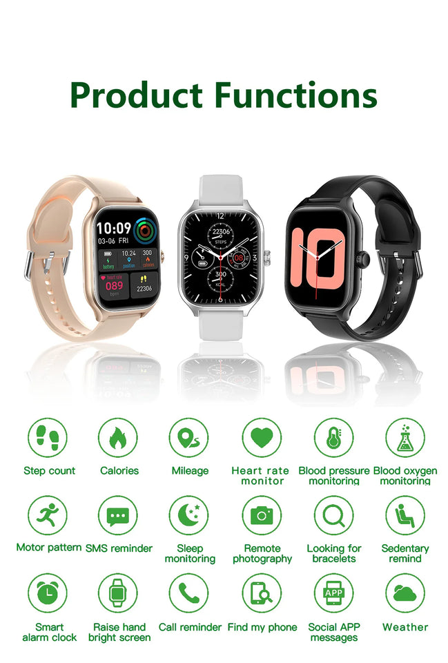 Smart Watch 2024 Android Gift Bluetooth Call Smartwatch Touch Dial Music Fitness Tracker Sports Watches