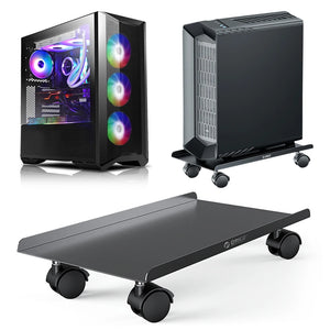 Steel Computer Tower Stand with Locking Rolling Caster Rolling Stand PC Stand PC Cart for Most Computer Tower Gaming PC ATX Case