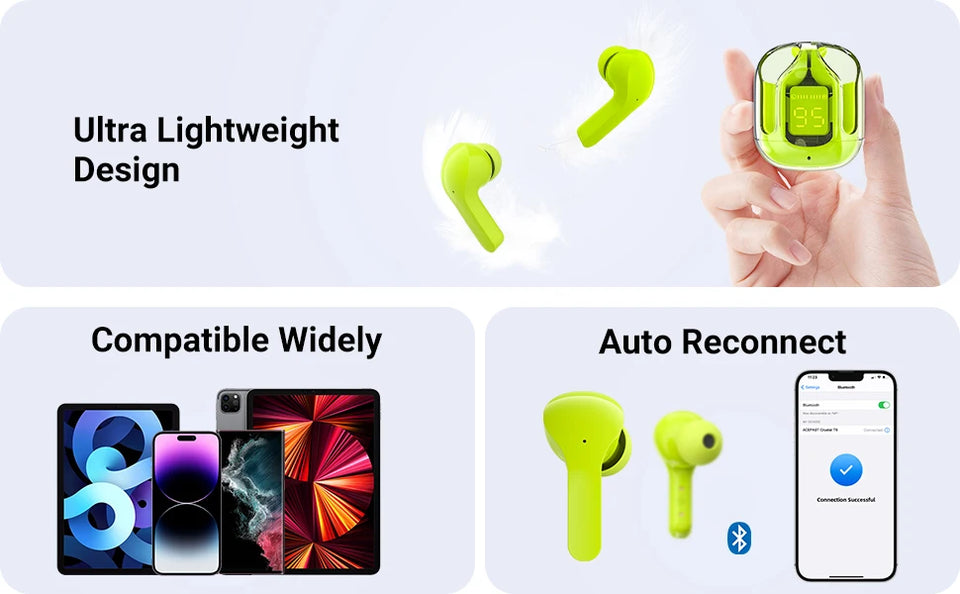 T6 Tws Earpuds Wireless Bluetooth 5.0 Sport Gaming Headsets Noise Reduction Earbuds Mic Headphones with LED Display Earphones