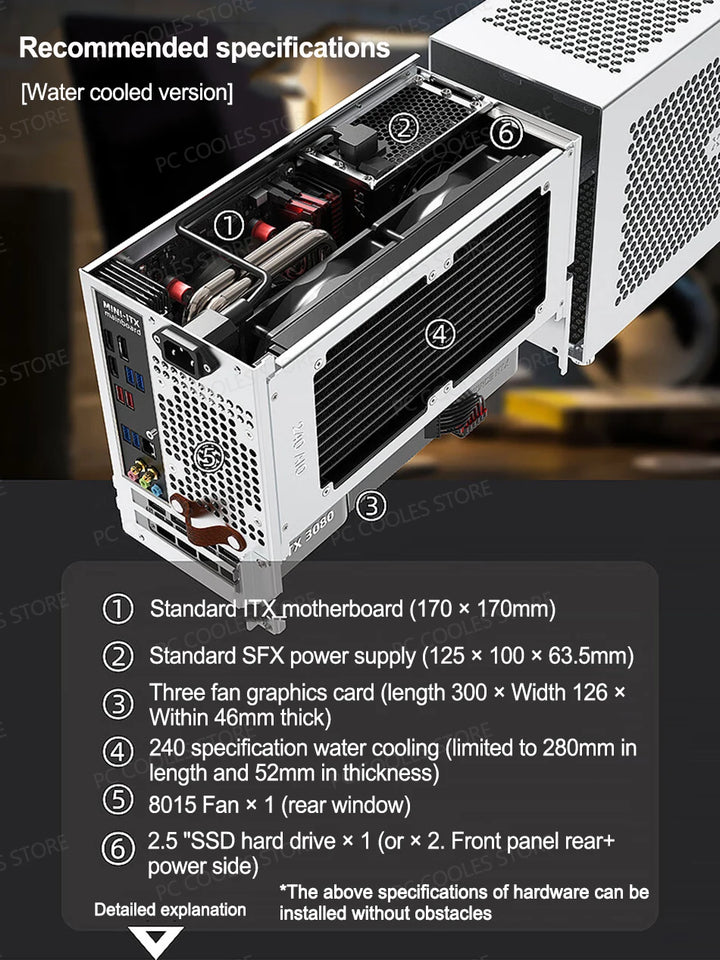 ZZAW B5 All Aluminum Mini ITX Case SFX Power 3090 Graphics Card 240 Water Cooling Pull-out Type Gaming Office Desktop Chassis