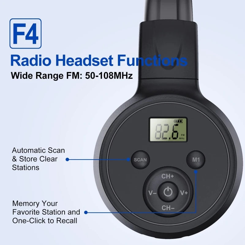 Portable Personal FM Radio Rechargeable Headphone Ear Muffs Foldable Design LCD Display FM Radio Headset Scalable Design