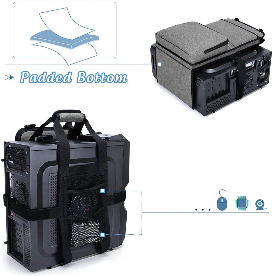 Desktop Gaming Computer PC Carrying Case Travel Storage Carrying Bag, Computer Main Processor Case and Monitor