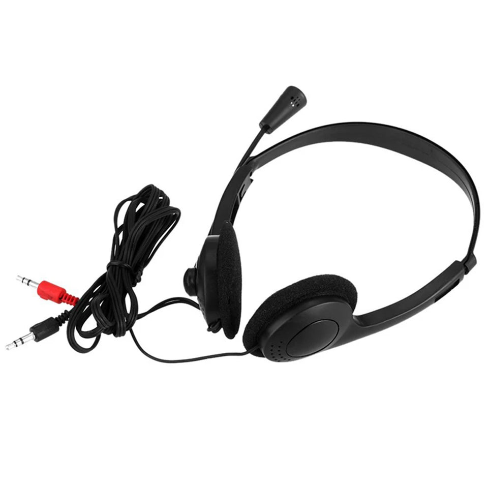 3.5mm Wired Headphones With Noise Cancelling Mic Universal USB Stereo Headset Adjustable Headband Helmet For PC Laptop Computer