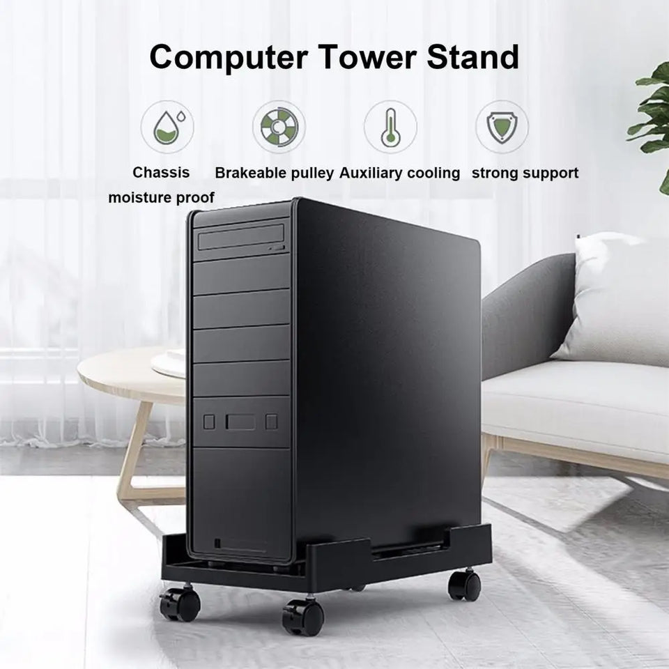 Mobile Computer Towers Stand CPU Rolling Holder Desktop Computer Bracket with Locking Caster Wheels for Computer Cases PC Gaming