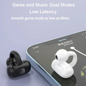 Bluetooth 5.3 Ear Clip Headphones TWS Wireless Earphones Earclip HiFi Stereo Noise Reduction Headset Low Latency Earbuds