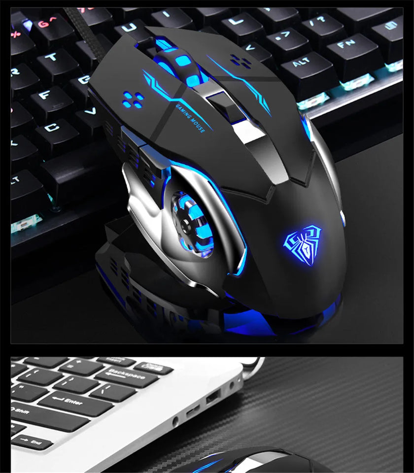 AULA S20 Professional Gaming Mouse 2400 DPI Adjustable USB Wired Backlit Ergonomic Optical LED Mouse for Computer Laptop PC