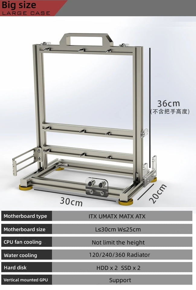 ITX UMATX MATX ATX EATX Gamer Cabinet MOD Desktop PC Open Frame Case Computer Gaming Chassis Vertical Personality DIY