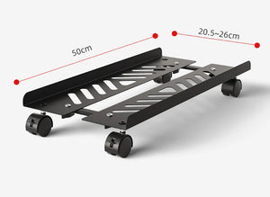 Mobile Metal Computer Tower Stand Width Adjustable Gaming PC Case Holder with 4 Wheels Black PC Tower Under Desk Stand