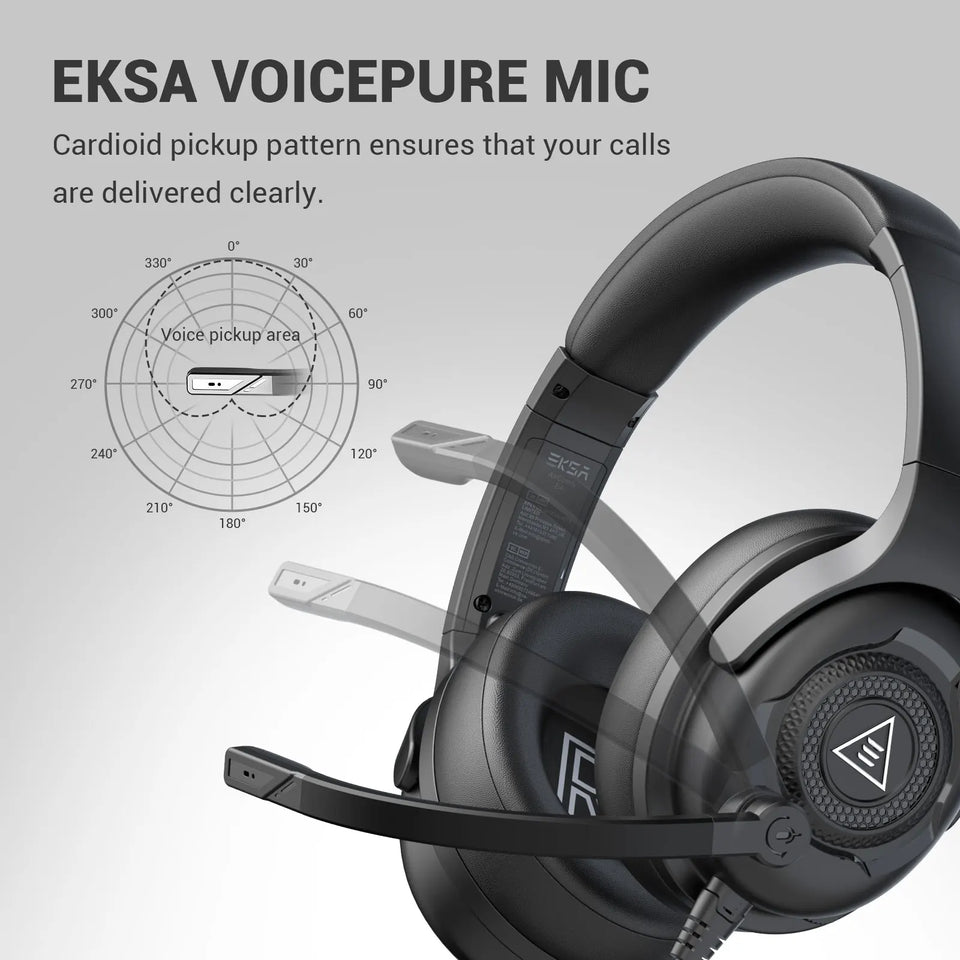 EKSA E4 Wired Headset Gamer 3.5mm Stereo Gaming Headphones for PC/PS4/PS5/Xbox one with Microphone Superlight Over-ear Earphones