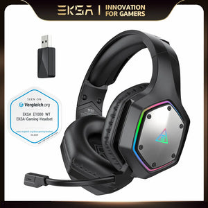 EKSA 2.4GHz Wireless Headphones E1000 WT 7.1 Surround Wired Gaming Headset Gamer with ENC Mic Low Latency for PC/PS4/PS5/Xbox