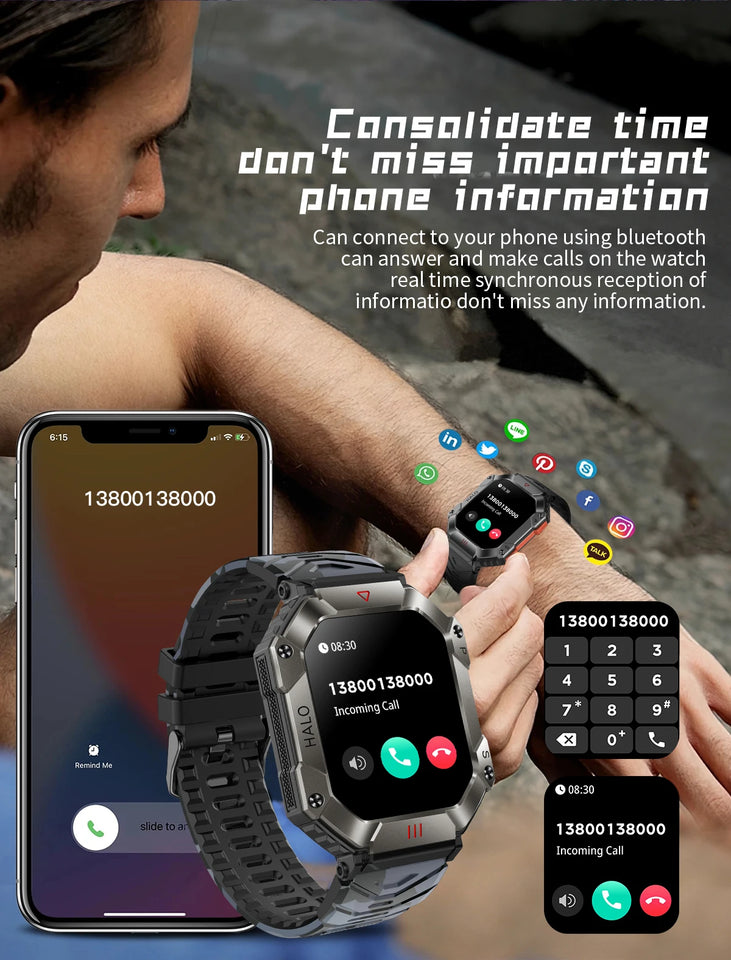 Smart Watch Altitude Compass Bluetooth Calls Fitness Tracker Fashion Outdoor Sports Watches for Android IOS Xiaomi KR80