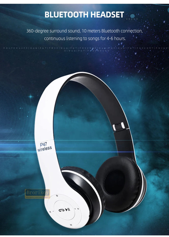 Wireless Foldable Headset Noise Cancelling Bluetooth Headphones Stereo Gaming Headband Earphone with Mic for Xiaomi Cell Tablet