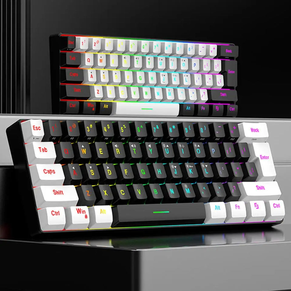 Rgb Keyboard Compact 61-key Wired Mechanical Gaming Keyboard with Rgb Light Design Lightweight Computer for Gamers for Enhanced