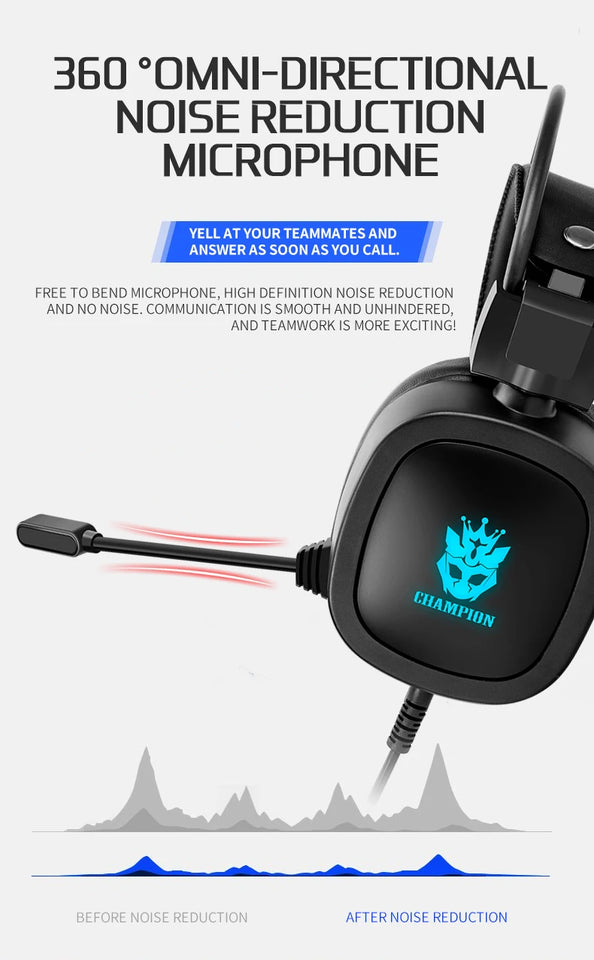 Gaming Headset 7.1 Virtual Surround Sound Gamer Earphones Voice Control with USB Wired Microphone Headphone for PS4 PC Computer