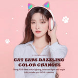 New JST-28 Wireless Headphones Cat Ears Bluetooth Earphones Stereo Music Earbuds Bluetooth 5.0 Sports Gaming Headset with Mic