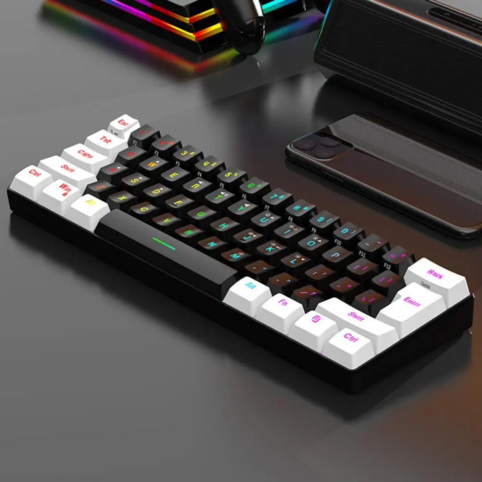 Rgb Keyboard Compact 61-key Wired Mechanical Gaming Keyboard with Rgb Light Design Lightweight Computer for Gamers for Enhanced