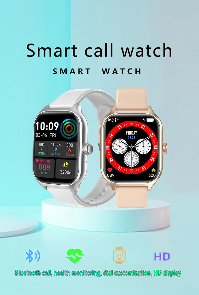 Smart Watch 2024 Android Gift Bluetooth Call Smartwatch Touch Dial Music Fitness Tracker Sports Watches